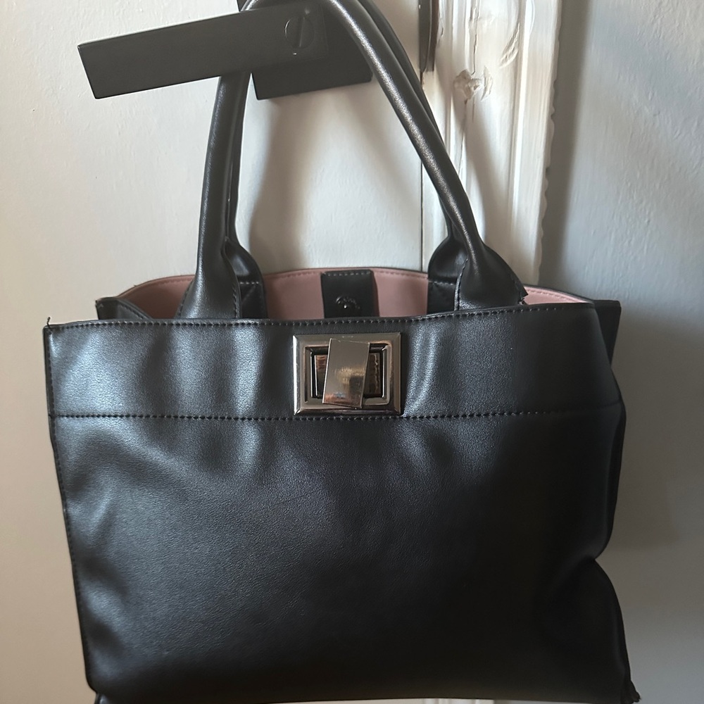 Mathew + Julian Black Triple Entry Four Poster Satchel Bag